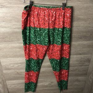 CowCow Womens 5XL Red Green Christmas Leggings NEW